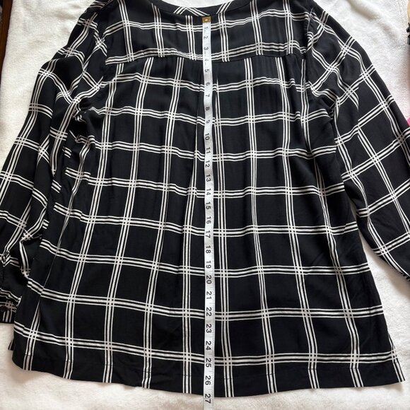 Old Navy Womens Black & White Button Up Plaid Long Sleeve V-Neck Blouse XL - Picture 15 of 15